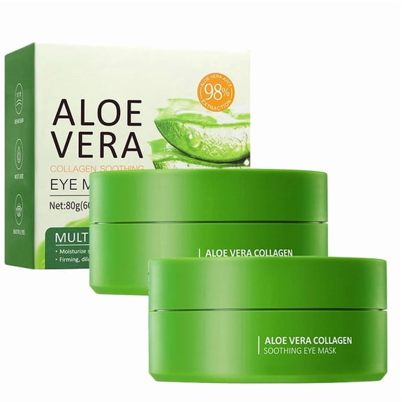 Under Eye Patches,Eye Patches,2PCS Aloe Vera Eye Masks, 60 Pcs Aloe Vera Under Eye Patches, Hydrating Eye Mask Skincare, Eye Gel Pads for Eye, Under Eye Patches for Dark Circles(2Packs)
