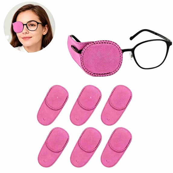 Eye Patches for Glasses 6 Pack, MODANU Reusable Non-Woven Fabric Eye Patches to Cover Left Right Eye Improve Vision for Kids' & Adults' Lazy Eye Amblyopia Strabismus, Red