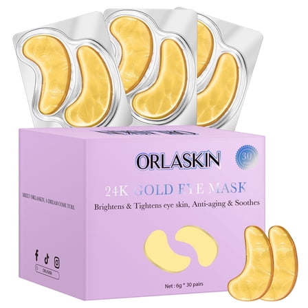 Under Eye Patches for Puffy Eyes and Dark Circles,24k Gold Eye Masks,Eye Gel Pads with Collagen & Hyaluronic Acid & Rose for Soothe Puffiness,Eye Bags and Wrinkles(Gold 30 Pairs)