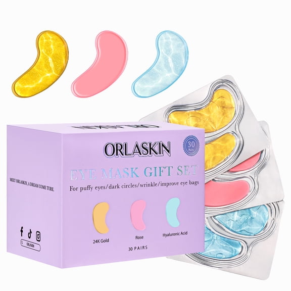 Under Eye Patches for Puffy Eyes and Dark Circles,24k Gold Eye Masks,Eye Gel Pads with Collagen & Hyaluronic Acid & Rose for Soothe Puffiness,Eye Bags and Wrinkles(30 Pairs)