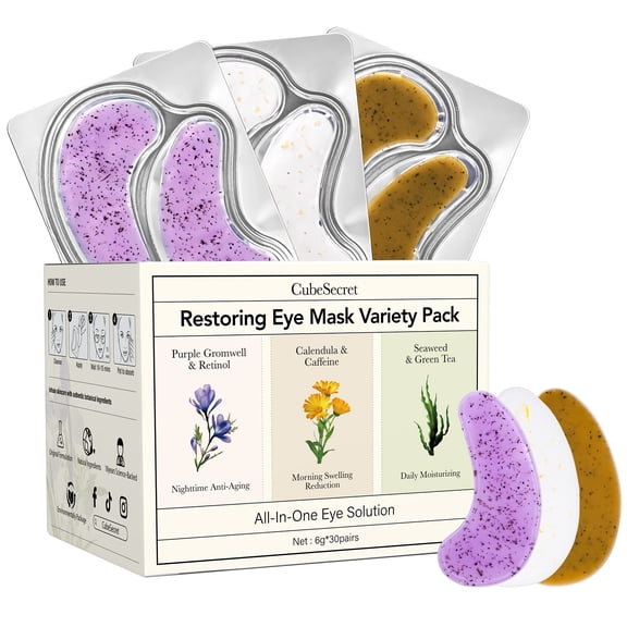 Under Eye Patches Set - With Green Tea, Seaweed & Calendula Comfrey & Purple Gromwell and Retinol Gel Patches for Daily Soothing, For Eye Skin Care (30 pairs)