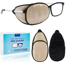 Eye Patches for Adults, eZAKKA Eye Patch for Glasses Silk Patch for Lazy Eye Amblyopia Strabismus and After Surgery (Brown+Black)