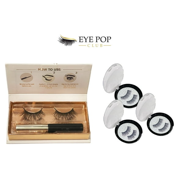 Eye Pop Club Bundle, 3 Sets of Faux Mink Magnetic False Eyelashes with 1 Magnetic Liner, 3 Lash Lengths