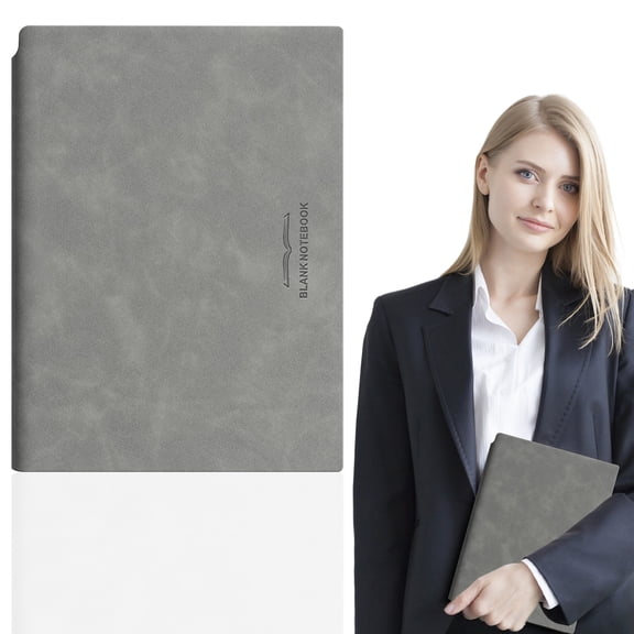 Eye Protection Thick Notebook Soft Leather Delicate Personalized Notebook -A5/ [Grey],PU Leather Blank Notebook – 112 Pages 6.18x8.27in