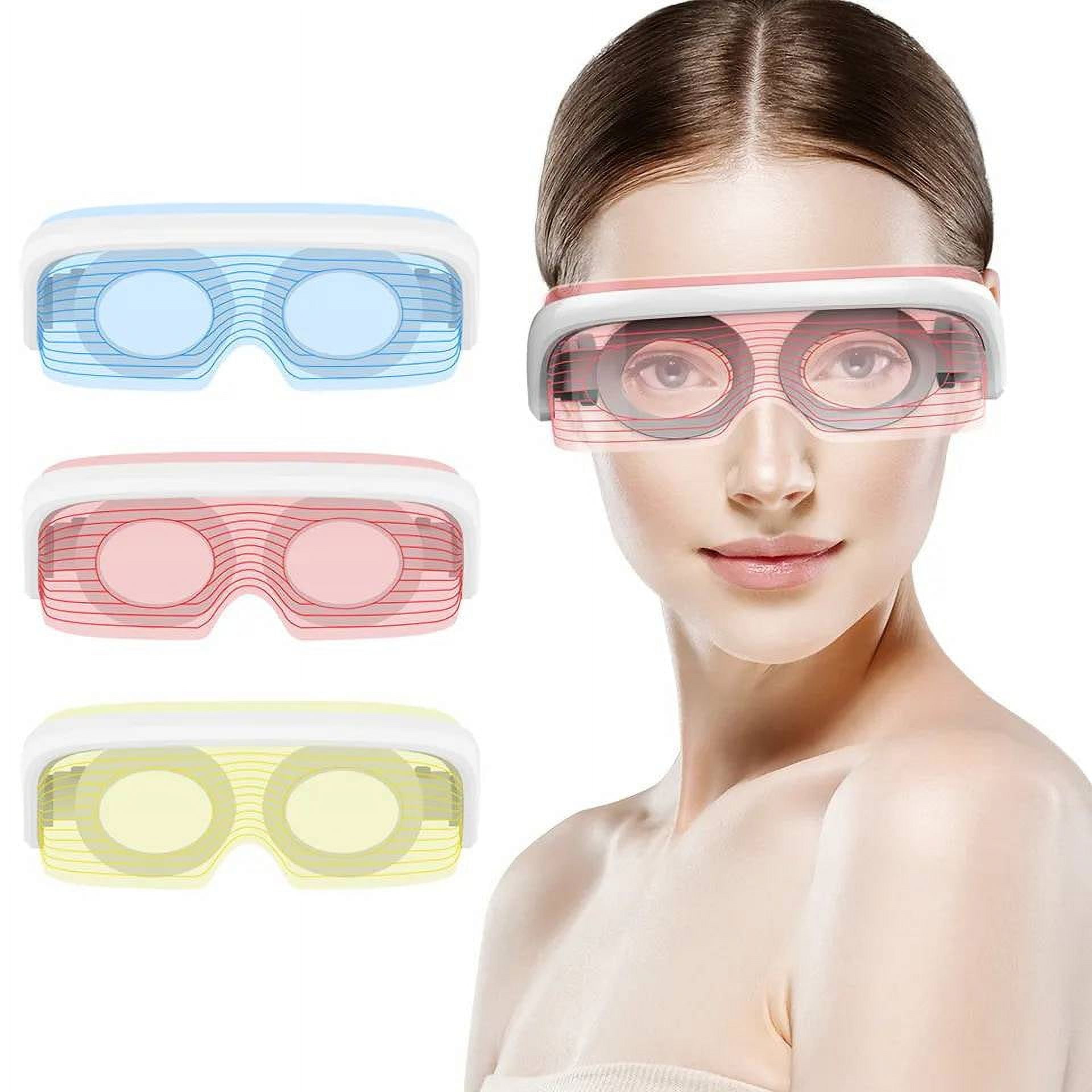 Eye Repair for Dark Circles and Puffiness Electric Vibrating Heated Massage Eye Mask With 3 Colors LED Beauty Light Therapy EYE Mask, Photon Instrument, Anti Acne Wrinkle Removal Skin SPA