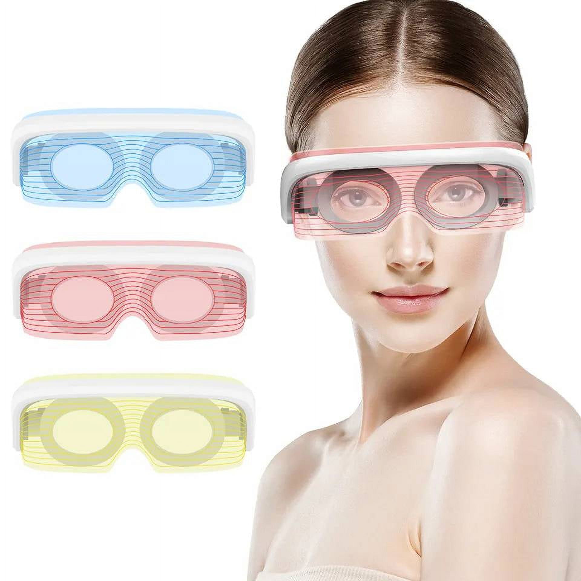 Eye Repair for Dark Circles and Puffiness Electric Vibrating Heated Massage Eye Mask With 3 Colors LED Beauty Light Therapy EYE Mask, Photon Instrument, Anti Acne Wrinkle Removal Skin SPA