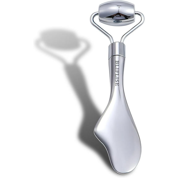 Eye Roller Massager, Gua Sha Facial Tool 2-in-1 Skin Care Stick, Eliminate Eye Puffiness, Wrinkles, Firm and Lift Skin. Metal Roller Skin Care Tool