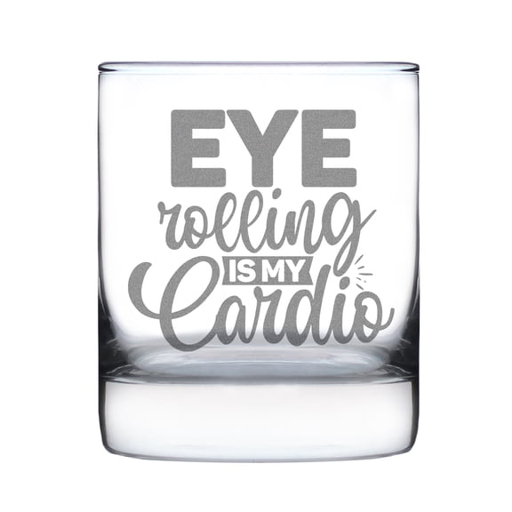 Eye Rolling Rocks Glass, Hand Engraved Etched Funny Quote Barware Gift, Unique Drinking Home Decor Gift for Friends