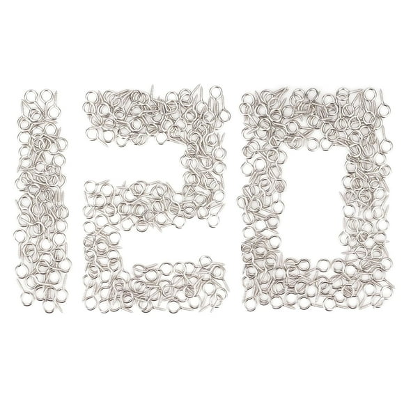 Eye Screws, 120Pcs 0.67 inches 304 Stainless Steel Screw Hooks, Rust-Resistant Self Tapping Eyelet Bolts for Wood, Securing Cables Wires, Indoor & Outdoor for Hanging Artwork