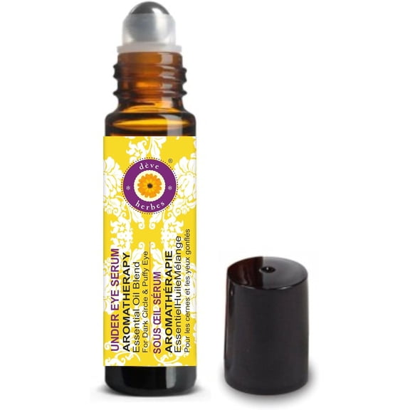 Under Eye Serum Aromatherapy Essential Oil Roll On 10ml - Blend with German Chamomile, Coffee, Sandalwood & Lavender Oils for Puffy Eyes & Dark Circle Care