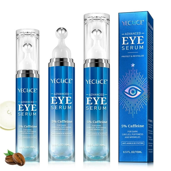 Eye Serum with Caffeine Retinol Hyaluronic Acid Niacinamide Peptides - 3Pack