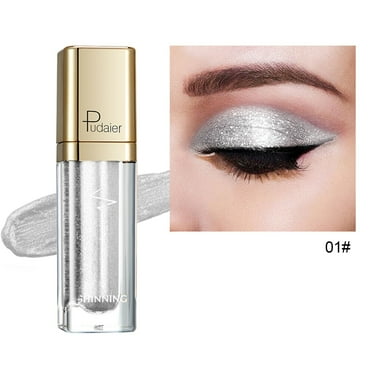 Eye Shadow 18 Colors Sparkling Liquid Eyeshadows Diamond Pearlescent Eyeshadows 5ml,Silver-A
