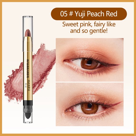 Eye Shadow Pen, Highlight Eye Shadow, Double Head Silky Smooth Brightening Eye Shadow Stick, Pearl Light Fine Flash Lying Silkworm Pen with Natural Finish and UV-Blocking