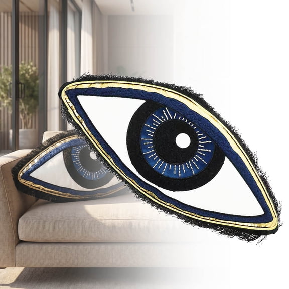 Eye Shaped Embroidered Decor Throw Pillow, Dual Use Cushion Wall Art Layered Detailed Stitching Accent, Boho Gothic Decorative Piece for Sofa Bed Interior Aesthetic Styling
