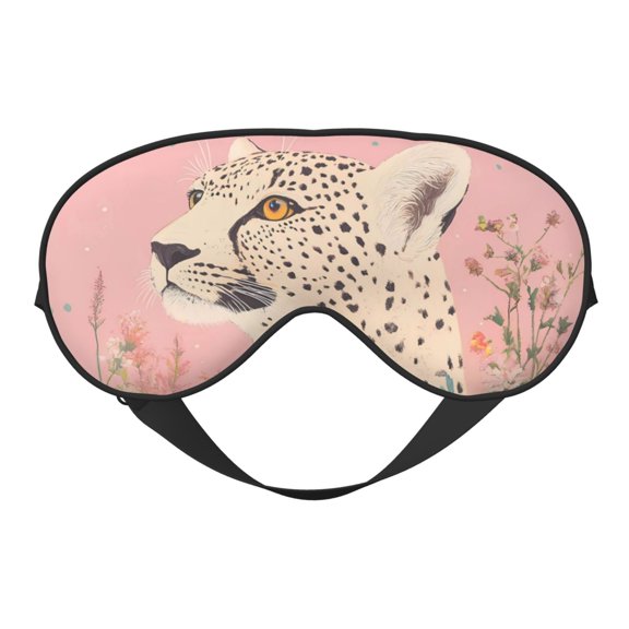 Eye Sleep Mask for Women Men - Cheetah in Floral Pink Adjustable Soft Buckle Travel Eye Masks for Sleep Mask Blackout, Sleeping Mask for Women Men, Funny Blindfolds for Party Games