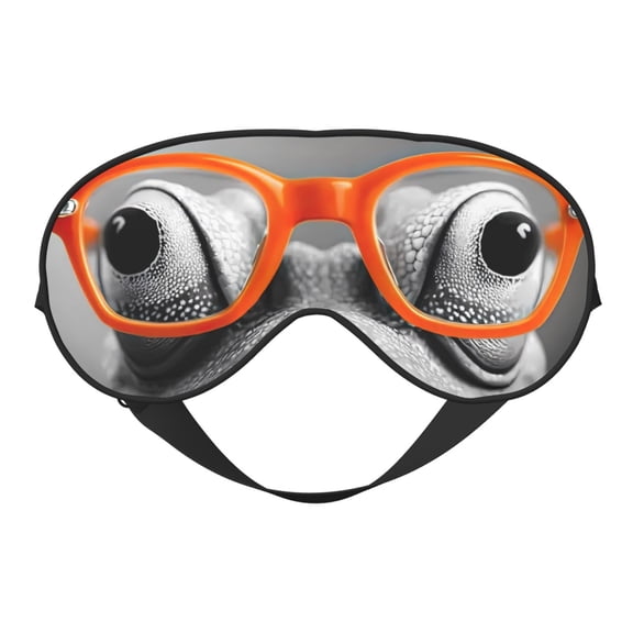 Eye Sleep Mask for Women Men - Frog With Geeky Glasses Adjustable Soft Buckle Travel Eye Masks for Sleep Mask Blackout, Sleeping Mask for Women Men, Funny Blindfolds for Party Games