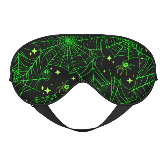 Eye Sleep Mask for Women Men - Green Bright Web with Spiders Adjustable Soft Buckle Travel Eye Masks for Sleep Mask Blackout, Sleeping Mask for Women Men, Funny Blindfolds for Party Games