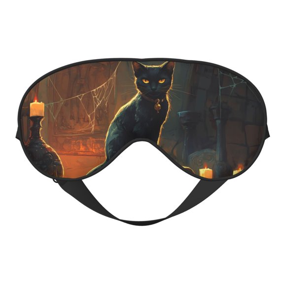 Eye Sleep Mask for Women Men - Halloween Skull Black Cat Vintage Adjustable Soft Buckle Travel Eye Masks for Sleep Mask Blackout, Sleeping Mask for Women Men, Funny Blindfolds for Party Games