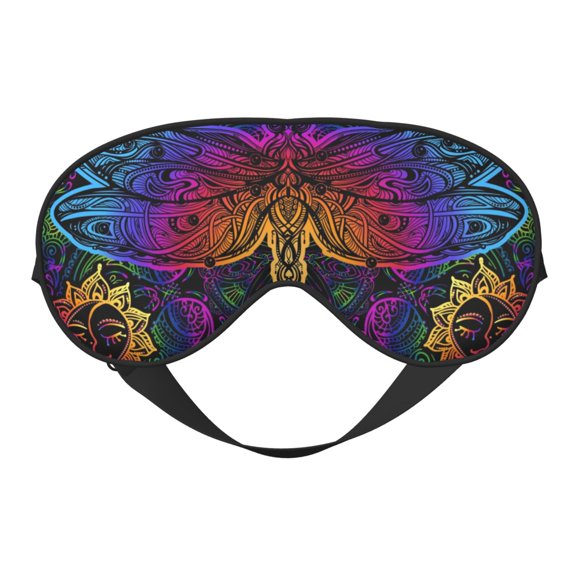 Eye Sleep Mask for Women Men - Indian Mandalas Dragonfly Adjustable Soft Buckle Travel Eye Masks for Sleep Mask Blackout, Sleeping Mask for Women Men, Funny Blindfolds for Party Games