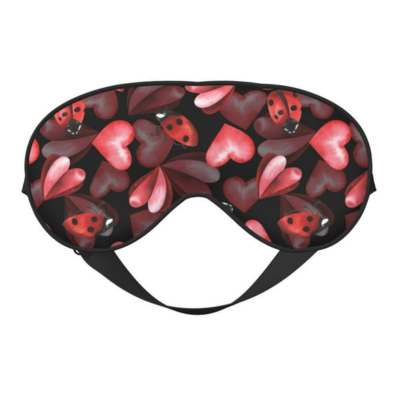 Eye Sleep Mask for Women Men - Ladybugs and Red Hearts Adjustable Soft Buckle Travel Eye Masks for Sleep Mask Blackout, Sleeping Mask for Women Men, Funny Blindfolds for Party Games
