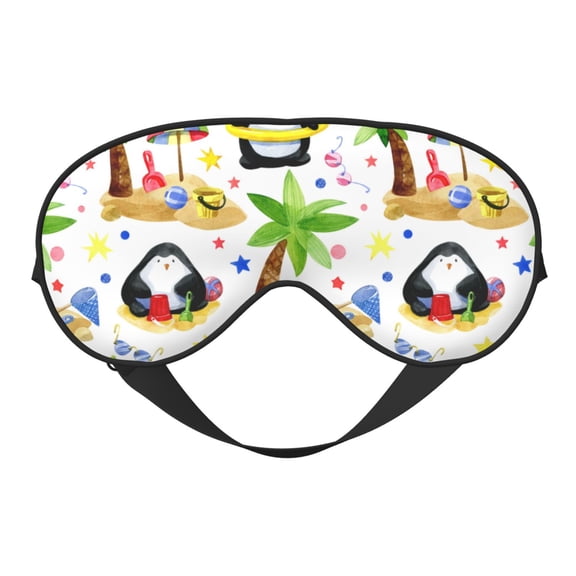 Eye Sleep Mask for Women Men - Penguins On The Beach Adjustable Soft Buckle Travel Eye Masks for Sleep Mask Blackout, Sleeping Mask for Women Men, Funny Blindfolds for Party Games