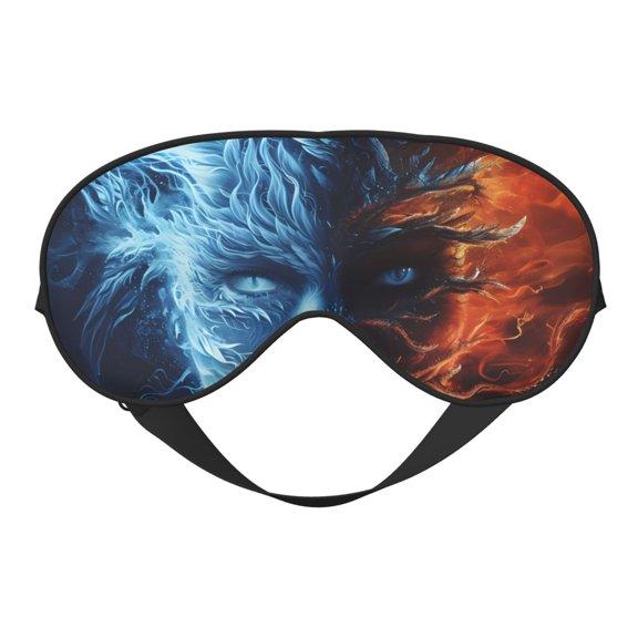 Eye Sleep Mask for Women Men - Red and Blue Fire Women Adjustable Soft Buckle Travel Eye Masks for Sleep Mask Blackout, Sleeping Mask for Women Men, Funny Blindfolds for Party Games