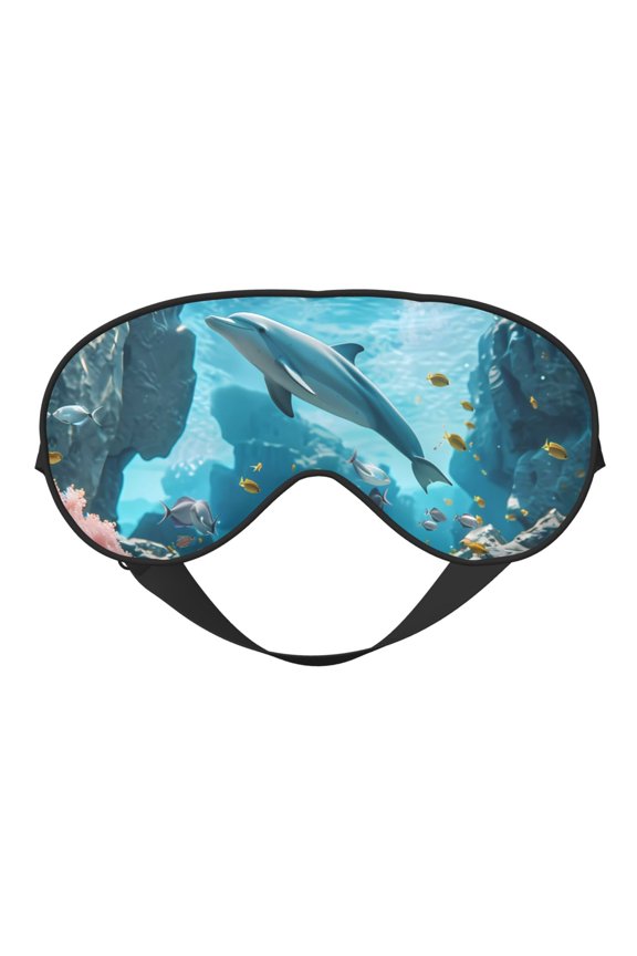 Eye Sleep Mask for Women Men - Underwater Dolphin Scene Adjustable Soft Buckle Travel Eye Masks for Sleep Mask Blackout, Sleeping Mask for Women Men, Funny Blindfolds for Party Games