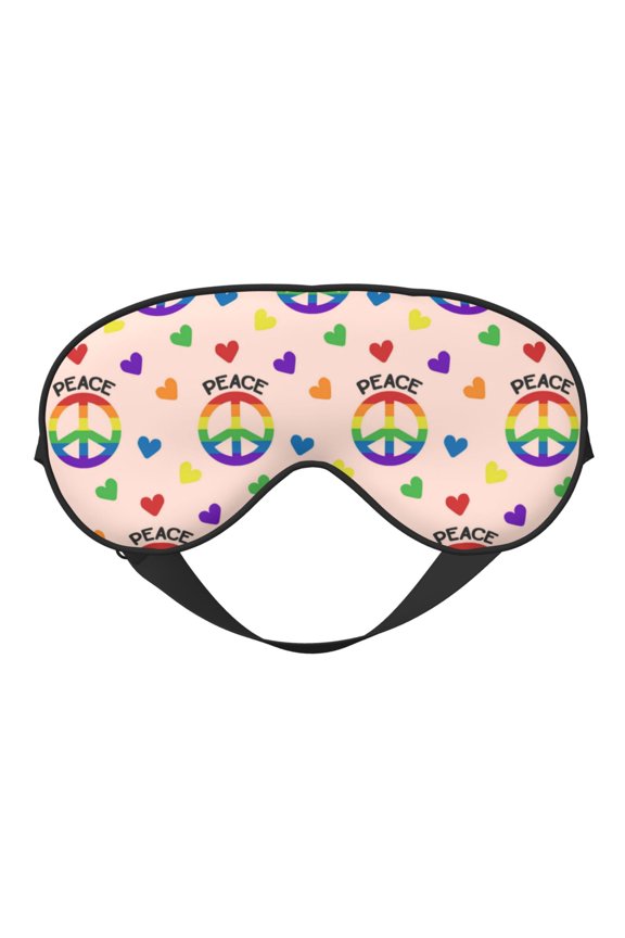 Eye Sleep Mask for Women Men - rainbow hearts peace sign Adjustable Soft Buckle Travel Eye Masks for Sleep Mask Blackout, Sleeping Mask for Women Men, Funny Blindfolds for Party Games