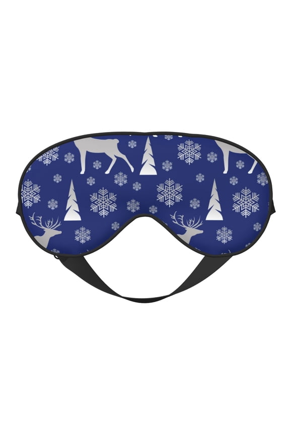 Eye Sleep Mask for Women Men - winter moose deer snowflakes blue Adjustable Soft Buckle Travel Eye Masks for Sleep Mask Blackout, Sleeping Mask for Women Men, Funny Blindfolds for Party Games