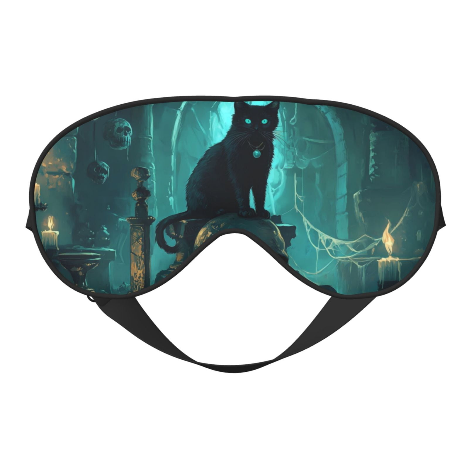 Eye Sleep Maskfor Women Men Halloween Vintage Skull Black Cat Soft