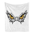 thumbnail image 1 of Eye Soft Flannel Fleece Blanket, Aggressive Gaze of a Bird of Prey Cartoon Mascot Hunter Falcon Eagle Hawk, Cozy Plush for Indoor and Outdoor Use, 60" x 80", Pale Grey Marigold Black, by Ambesonne, 1 of 5