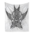 thumbnail image 1 of Eye Soft Flannel Fleece Blanket, All Seeing Eye of Providence Hand Drawn Vintage Style Winged Angel Seraphim Inspired, Cozy Plush for Indoor and Outdoor Use, 50" x 70", Black White, by Ambesonne, 1 of 6