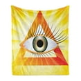 thumbnail image 1 of Eye Soft Flannel Fleece Blanket, Powerful Sight of All Seeing Eye Displayed in a Triangle with Yellow Sun Rays, Cozy Plush for Indoor and Outdoor Use, 70" x 90", Yellow Orange Green, by Ambesonne, 1 of 5