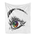 thumbnail image 1 of Eye Soft Flannel Fleece Throw Blanket, Eyeball of a Female in Many Colors Looking Elsewhere with Digital Sketch Art Style, Cozy Plush for Indoor and Outdoor Use, 70" x 90", Multicolor, by Ambesonne, 1 of 5