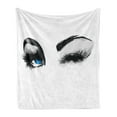 thumbnail image 1 of Eye Soft Flannel Fleece Throw Blanket, Flirty Woman Eyes and Thick Lashes Beauty Glamor Youth, Cozy Plush for Indoor and Outdoor Use, 50" x 60", Blue Black Pale Grey, by Ambesonne, 1 of 5