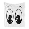 thumbnail image 1 of Eye Soft Flannel Fleece Throw Blanket, Surprised Look a Cartoon Character Eyes Amazed and Startled Childish Design, Cozy Plush for Indoor and Outdoor Use, 50" x 60", White and Black, by Ambesonne, 1 of 5