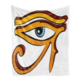 thumbnail image 1 of Eye Soft Flannel Fleece Throw Blanket, Traditional Eye Mystic Egyptian Ornamental Print on Plain Background, Cozy Plush for Indoor and Outdoor Use, 50" x 60", Pale Blue Orange, by Ambesonne, 1 of 6