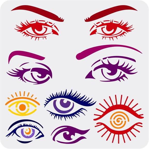 Eye Stencils for Painting 11.8x11.8 inch Beautiful Eyes Stencils Plastic Eyes and Eyebrows Patterns Stencil Reusable Create DIY Women Eyes Crafts and Decor for Painting on Wood Walls DIY Making