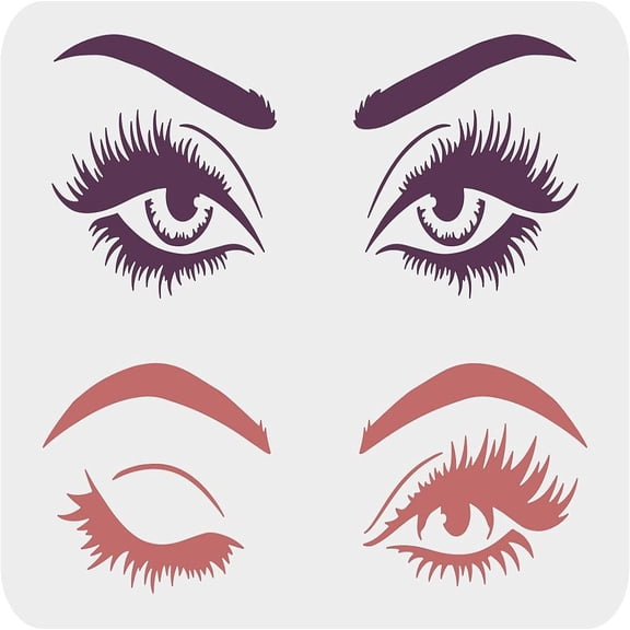 Eye Stencils for Painting 11.7x8.3 inch Large Beautiful Eyes Stencils Two Pairs of Eyes and Eyebrows Reusable Women Eye Pattern Drawing Stencil
