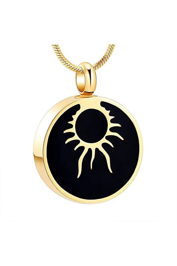 Eye of The Sun Cremation Necklace for Ashes Stainless Steel Urns Necklace for Ashes Keepsake Ash Pendant for Loved One Memorial Jewelry for Ashes for Grandpa Grandma Dad Mom Uncle Aunt Brother Sister