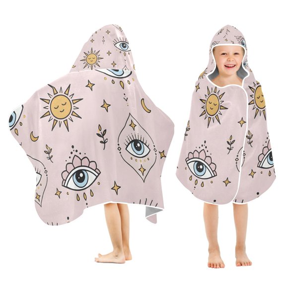 Eye Sun Kids Hooded Towel Wrap Bath Towels Bath Cape Bathrobe Unisex 50" x 23.5"