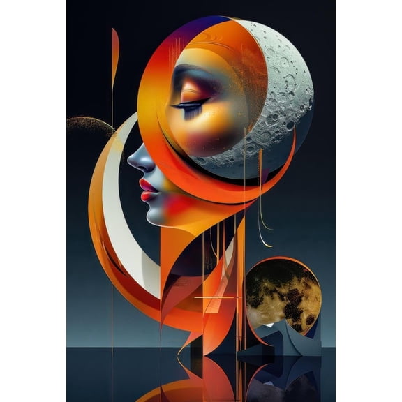 Eye Surreal Abstract Portrait Woman's Face Canvas wall art Printed on quality canvas and streched over a with Flames Unframed Canvas Poster - 12x16 Inch