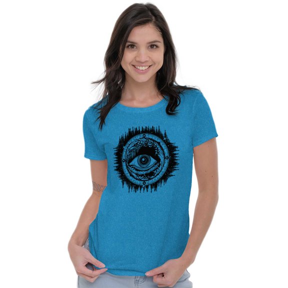 Eye Symbolic Spiritual Compass Womens Slim Fit Graphic Tee Brisco Brands S