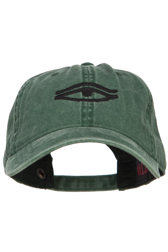 Eye That Sees All Embroidered Washed Dyed Cotton Cap - Dk Green OSFM
