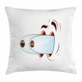 thumbnail image 1 of Eye Throw Pillow Cushion Cover, Fun Caricature of Goofy Character Taken by Surprise Eyes Coming Out of Head, Decorative Square Accent Pillow Case, 24 X 24 Inches, Pale Blue Coral Brown, by Ambesonne, 1 of 2