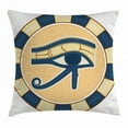 thumbnail image 1 of Eye Throw Pillow Cushion Cover, Eye of Ra Horus Wadjet Ancient Healing Protection Symbol Amulet Mystic Belief, Decorative Square Accent Pillow Case, 18 X 18 Inches, Blue Yellow Brown, by Ambesonne, 1 of 2