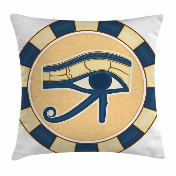 Eye Throw Pillow Cushion Cover, Eye of Ra Horus Wadjet Ancient Healing Protection Symbol Amulet Mystic Belief, Decorative Square Accent Pillow Case, 20 X 20 Inches, Blue Yellow Brown, by Ambesonne