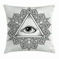thumbnail image 1 of Eye Throw Pillow Cushion Cover, Vintage All Seeing Eye Tattoo Symbol with Boho Mandala Providence Spirit Occultism, Decorative Square Accent Pillow Case, 16 X 16 Inches, Black White, by Ambesonne, 1 of 2