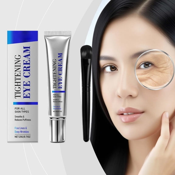 Eye Tightener Cream for Under Eye Bags, Anti Aging Under Eye Cream with Brush, Firming & Lifting and Smoothing Eye Skin Care, Reduce Puffiness, Fine Lines & Wrinkles, for All Skin Types