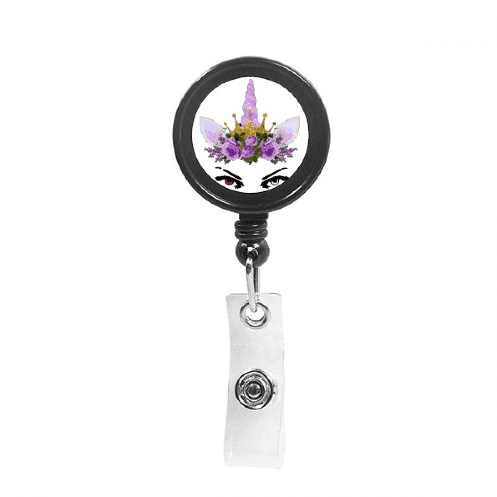 Eye Unicorn Crown Art Deco  Fashion Retractable Keychain Badge Holder ID Badge